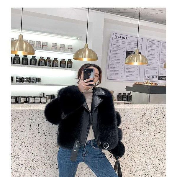 women's fur & faux full leather high imitation 2021 coat locomotive loose and thin net red, Black
women's fur & faux full leather high imitation 2021 coat locomotive loose and thin net red, Black