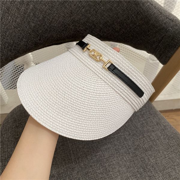 hat girl summer belt chain empty straw versatile no sun hat, Yellow 
hat girl summer belt chain empty straw versatile no sun hat, Yellow