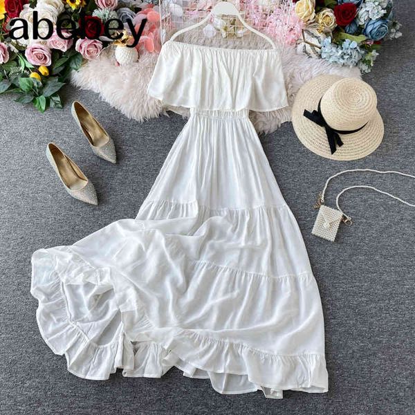 off shoulder dress summer fairy beach boho white long es for women party elegant korean ruffle clothes red 210512, Black;gray
off shoulder dress summer fairy beach boho white long es for women party elegant korean ruffle clothes red 210512, Black;gray