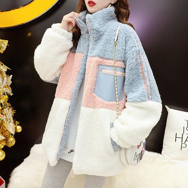 women's fur & faux 2021 winter hairy jacket women warm loose coats all match wool japan cute thick ladies clothes long sleeve oversize, Black 
women's fur & faux 2021 winter hairy jacket women warm loose coats all match wool japan cute thick ladies clothes long sleeve oversize, Black