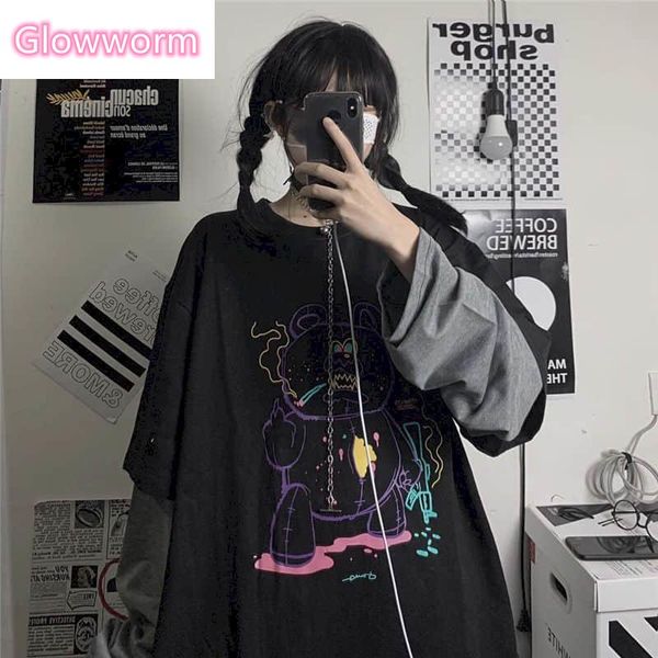 fake two-piece long-sleeved t-shirt autumn korean version of harajuku bf style ghost horse bear print loose female student shirt women', White
fake two-piece long-sleeved t-shirt autumn korean version of harajuku bf style ghost horse bear print loose female student shirt women', White