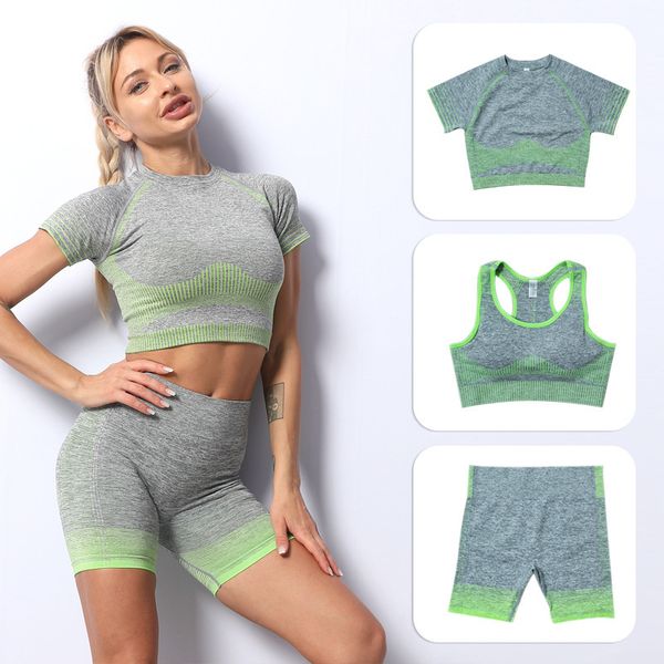 tracksuits gymshark 3 pcs womens vital seamless yoga set workout sports wear gym clothing shorts t shirts crop high waist leggings align pan, Gray
tracksuits gymshark 3 pcs womens vital seamless yoga set workout sports wear gym clothing shorts t shirts crop high waist leggings align pan, Gray