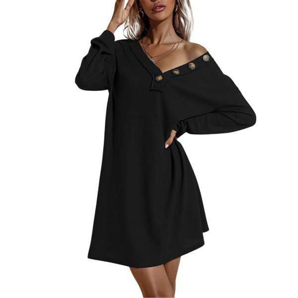 casual dresses women solid color mini dress long sleeve v-neck middle waist leisure with buttons spring and autumn 2021, Black;gray
casual dresses women solid color mini dress long sleeve v-neck middle waist leisure with buttons spring and autumn 2021, Black;gray