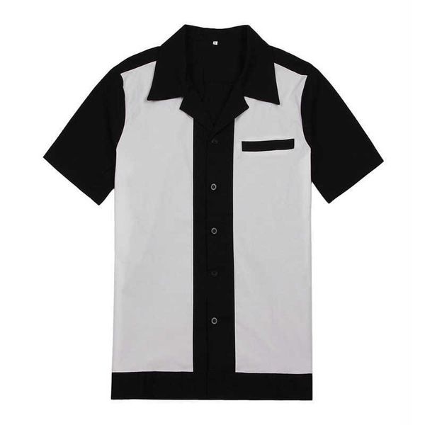 casual men dress shirts short sleeve camiseta retro hombre bowling button-down shirt patchwork men's shirts regular fit 210527, White;black
casual men dress shirts short sleeve camiseta retro hombre bowling button-down shirt patchwork men's shirts regular fit 210527, White;black