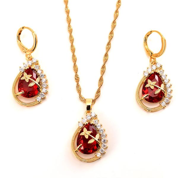 luxurious inlay red cz crystal diamond earrings pendant necklace 9 k fine solid yellow thai baht g/f gold jewelry sets party, Silver
luxurious inlay red cz crystal diamond earrings pendant necklace 9 k fine solid yellow thai baht g/f gold jewelry sets party, Silver