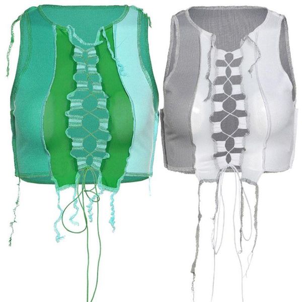 women's tanks & camis women sleeveless ribbed knit crop mesh patchwork color block slim cami vest hollow out lace-up bandage clubwe, White
women's tanks & camis women sleeveless ribbed knit crop mesh patchwork color block slim cami vest hollow out lace-up bandage clubwe, White