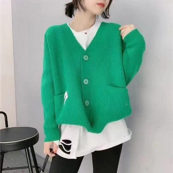 women's knits & tees early autumn of 2021 knitted cardigan v-neck korean pocket sweater loose jacket en*, White
women's knits & tees early autumn of 2021 knitted cardigan v-neck korean pocket sweater loose jacket en*, White