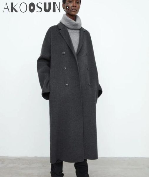 women's wool & blends woman picos coats 100% black grey overcoat double breasted drop shoulder long sleeves slit cuffs fashion trench
women's wool & blends woman picos coats 100% black grey overcoat double breasted drop shoulder long sleeves slit cuffs fashion trench