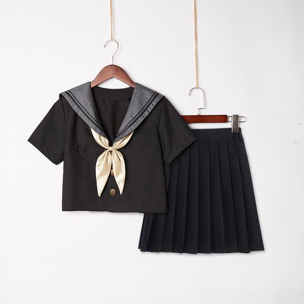 six orthodox dark jk star bad sailor elastic skirt japanese student school class uniform suit, Red;black
six orthodox dark jk star bad sailor elastic skirt japanese student school class uniform suit, Red;black