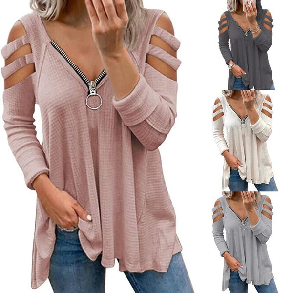 women's t-shirt women loose style t-shirt, solid color v-neck long sleeve hollow out pullover, s-xxxl, White
women's t-shirt women loose style t-shirt, solid color v-neck long sleeve hollow out pullover, s-xxxl, White