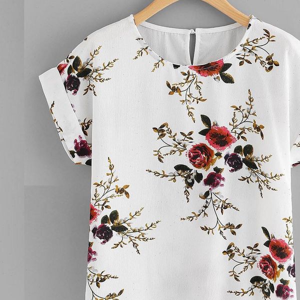summer fashion floral print women shirts pullover o neck tee short sleeve shirt blusas femininas clothing, White
summer fashion floral print women shirts pullover o neck tee short sleeve shirt blusas femininas clothing, White