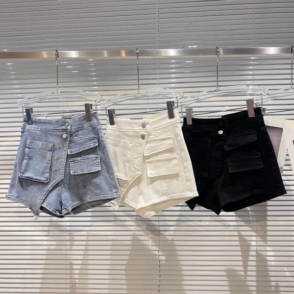 women's shorts pocket folding skirt women design with beveled 2021 summer street trend single breasted denim, White;black
women's shorts pocket folding skirt women design with beveled 2021 summer street trend single breasted denim, White;black