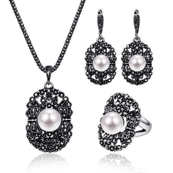 earrings & necklace tshou186 fashion vintage irregular pattern pearl crystal ring three-piece set gift link for buyer, Silver
earrings & necklace tshou186 fashion vintage irregular pattern pearl crystal ring three-piece set gift link for buyer, Silver