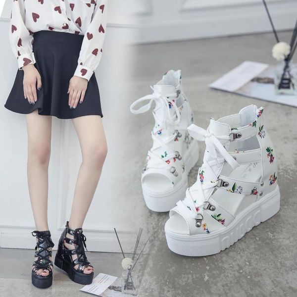 summer women sandals color matching cross straps high-heeled slope with increased fish mouth rome 12cm shoes, Black
summer women sandals color matching cross straps high-heeled slope with increased fish mouth rome 12cm shoes, Black