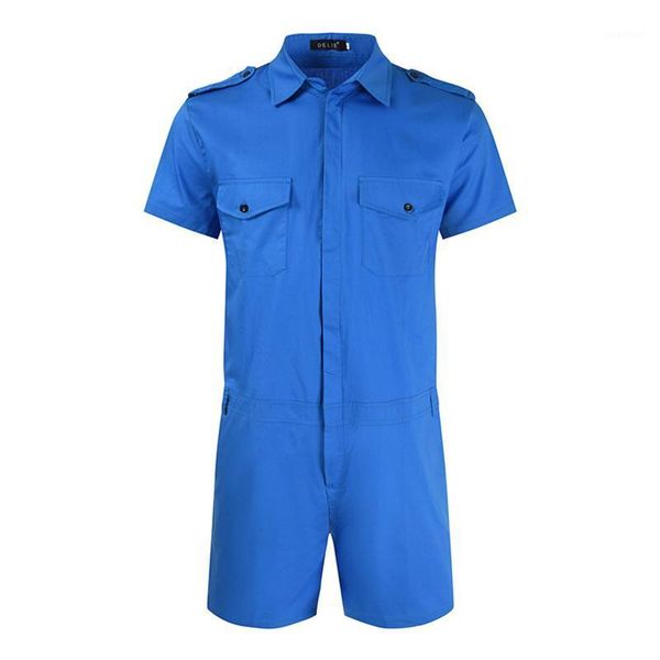 men solid color romper with multi-pockets, short sleeve lapel neck middle waist zip-up jumpsuit men's pants, Black
men solid color romper with multi-pockets, short sleeve lapel neck middle waist zip-up jumpsuit men's pants, Black
