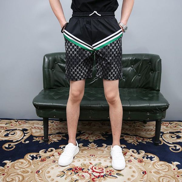 net red matching shorts men's slim fit korean quintet trend splicing beach pants spirit guy big underpants quick dry, White;black
net red matching shorts men's slim fit korean quintet trend splicing beach pants spirit guy big underpants quick dry, White;black