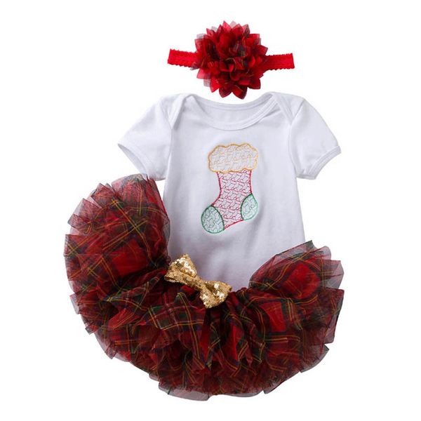 christmas baby girls outfits newborn clothing sets infant clothes short sleeve romper tutu skirt embroidered flower headbands 3pcs b8475, White 
christmas baby girls outfits newborn clothing sets infant clothes short sleeve romper tutu skirt embroidered flower headbands 3pcs b8475, White