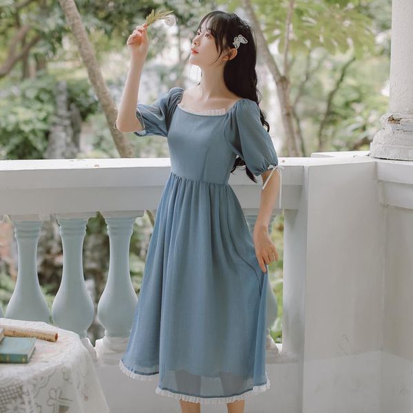 party dresses dandelion girlwomen blue gentle retro square neck dress 2021 summer bowknot cute chic puff sleeve chiffon vestido de mujer, White;black
party dresses dandelion girlwomen blue gentle retro square neck dress 2021 summer bowknot cute chic puff sleeve chiffon vestido de mujer, White;black
