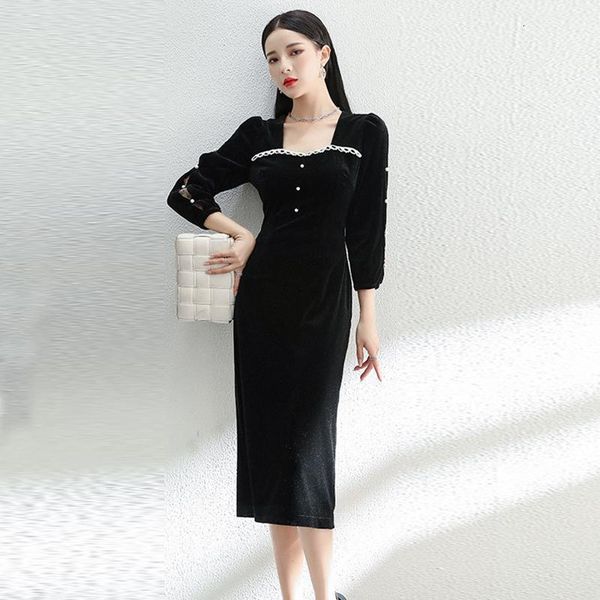 casual dresses arrival fashion spring autumn korean style black a-line dress women elegant temperament vintage velvet party midi igfr, Black;gray
casual dresses arrival fashion spring autumn korean style black a-line dress women elegant temperament vintage velvet party midi igfr, Black;gray