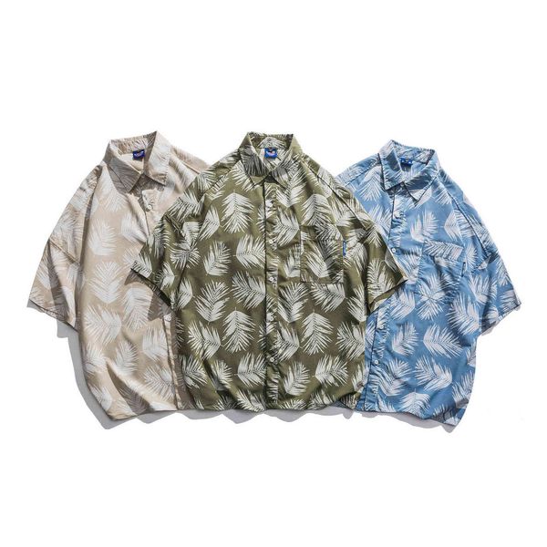 fashion shirt short sleeve men's summer street trend leaf print beach style loose tropical, White;black
fashion shirt short sleeve men's summer street trend leaf print beach style loose tropical, White;black