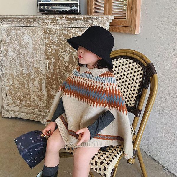 pullover children contrast color cloak shawl girls autumn temperament pattern baby girl sweater knitting kids clothes, Blue
pullover children contrast color cloak shawl girls autumn temperament pattern baby girl sweater knitting kids clothes, Blue