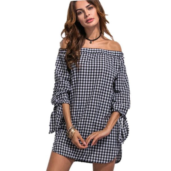 casual dresses 2021 long sleeved plaid women fall slash collar strapless sleeve off shoulder dress lxt158, Black;gray
casual dresses 2021 long sleeved plaid women fall slash collar strapless sleeve off shoulder dress lxt158, Black;gray