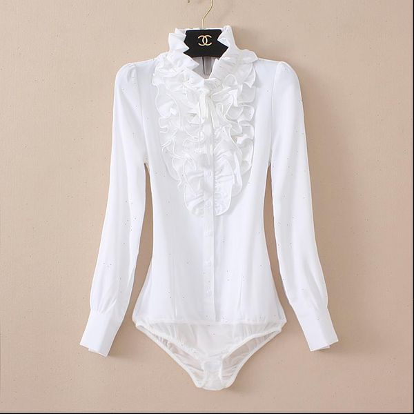 korea style elegant ruffles neck women shirt body long sleeve beige black office ladies femme s xxl, White
korea style elegant ruffles neck women shirt body long sleeve beige black office ladies femme s xxl, White