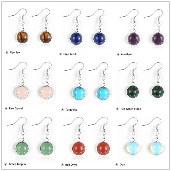 natural gem stone pendant dangle earring for women 12mm small opal tiger eye rose quartz amethyst turquoises crystal round statement drop ea, Silver
natural gem stone pendant dangle earring for women 12mm small opal tiger eye rose quartz amethyst turquoises crystal round statement drop ea, Silver