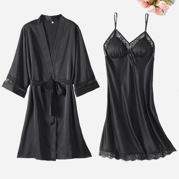 women's sleepwear 2pcs kimono bathrobe gown women home clothing satin nightgown casual robe set intimate lingerie homewear, Black;red
women's sleepwear 2pcs kimono bathrobe gown women home clothing satin nightgown casual robe set intimate lingerie homewear, Black;red