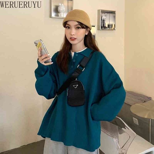 werueruyu autumn and winter sweater cashmere sweater polo collar ladies sweater loose wild wool bottoming shirt 210608, White;black
werueruyu autumn and winter sweater cashmere sweater polo collar ladies sweater loose wild wool bottoming shirt 210608, White;black