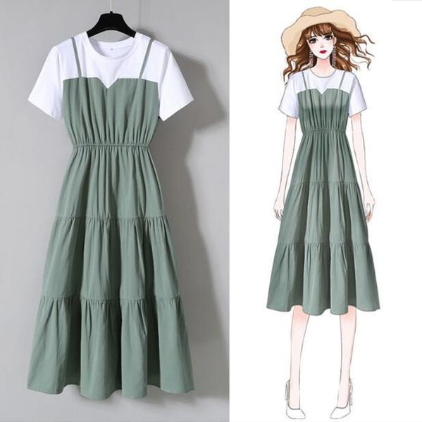 casual dresses summer plus size 6xl women dress patchwork short sleeve o-neck elastic waist korea elegant linen fake two pieces, Black;gray
casual dresses summer plus size 6xl women dress patchwork short sleeve o-neck elastic waist korea elegant linen fake two pieces, Black;gray