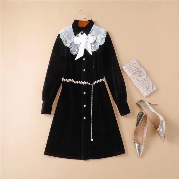 casual dresses european and american women's clothing autumn winter 2022 long sleeve bow embroidery fashion velvet dress with beaded be, Black;gray
casual dresses european and american women's clothing autumn winter 2022 long sleeve bow embroidery fashion velvet dress with beaded be, Black;gray