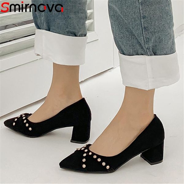 dress shoes smirnova 2021 arrive women pumps flock pointed toe rivet single spring summer fashion ladies office, Black
dress shoes smirnova 2021 arrive women pumps flock pointed toe rivet single spring summer fashion ladies office, Black