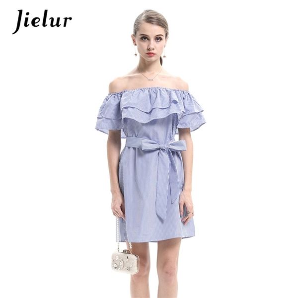 summer sweet striped women's dresses slash neck casual dress slim flounced pink blue green party vestido girls s-xl 210426, Black;gray
summer sweet striped women's dresses slash neck casual dress slim flounced pink blue green party vestido girls s-xl 210426, Black;gray