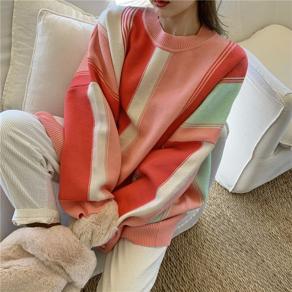 wet autumn long sleeve warm girl neck loose oversize striped heart sweater, White;black
wet autumn long sleeve warm girl neck loose oversize striped heart sweater, White;black