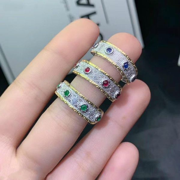 boutique jewelry 925 sterling silver inlaid natural ruby sapphire emerald ring female support detection classic cluster rings, Golden;silver
boutique jewelry 925 sterling silver inlaid natural ruby sapphire emerald ring female support detection classic cluster rings, Golden;silver