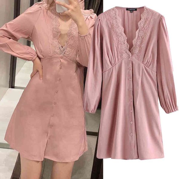 casual dresses women lace splicing dress v-neck mini sleeve chic ladies slim waist party e87j, Black;gray
casual dresses women lace splicing dress v-neck mini sleeve chic ladies slim waist party e87j, Black;gray