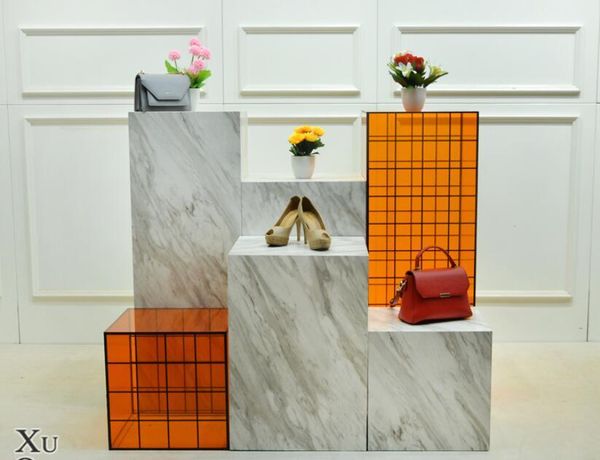 clothing store display table water acrylic wooden imitation marble high and low platform hooks & rails
clothing store display table water acrylic wooden imitation marble high and low platform hooks & rails