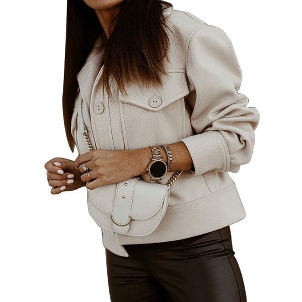 women's wool & blends women woolen coat single-breasted trucker jacket fashion autumn winter short warm long sleeve cropped overcoat ou, Black
women's wool & blends women woolen coat single-breasted trucker jacket fashion autumn winter short warm long sleeve cropped overcoat ou, Black