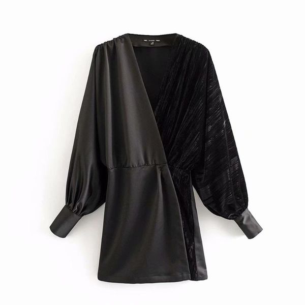 casual dresses early spring 2021 women's deep v-neck loose long sleeve velvet splicing fabric dress mini 02731292800, Black;gray
casual dresses early spring 2021 women's deep v-neck loose long sleeve velvet splicing fabric dress mini 02731292800, Black;gray