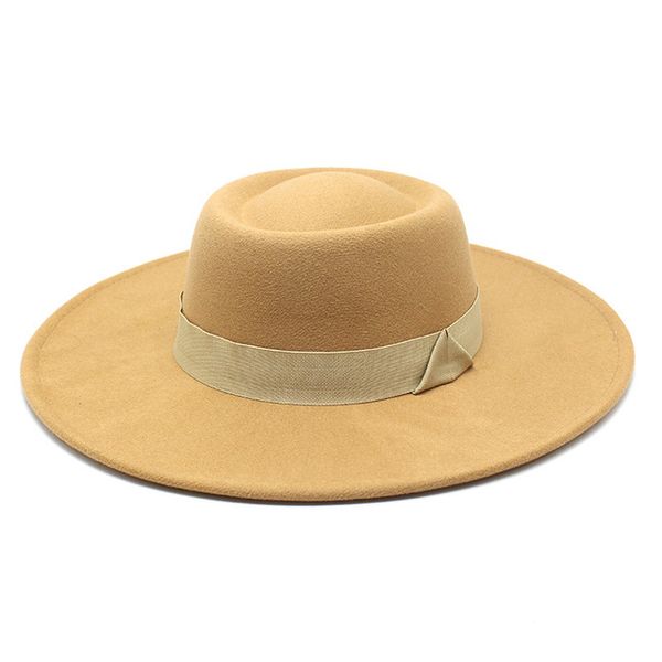 women wide brim fedora panama hats with ribbon belt winter fall solid color round caps men simple wool felt jazz cap, Blue;gray
women wide brim fedora panama hats with ribbon belt winter fall solid color round caps men simple wool felt jazz cap, Blue;gray