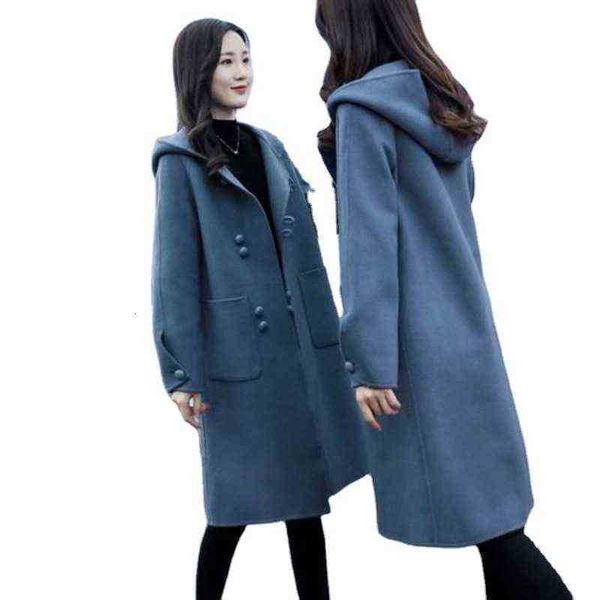 woolen coat women's autumn and winter clothes korean version loose medium long hooded women, Black
woolen coat women's autumn and winter clothes korean version loose medium long hooded women, Black
