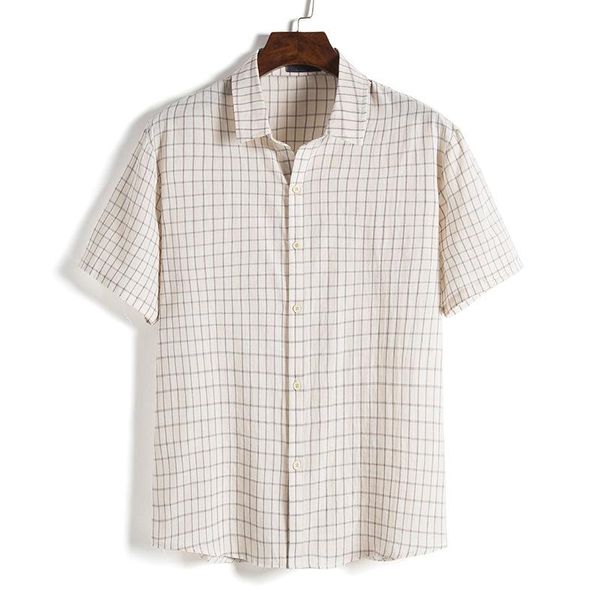 short-sleeved shirt men's grid casual design comfortable japanese style clothing fashion shirts, White;black
short-sleeved shirt men's grid casual design comfortable japanese style clothing fashion shirts, White;black