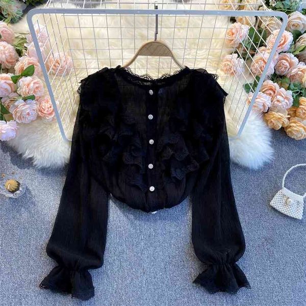 spring temperament blouse female stand-up collar lace ruffled pearl single-breasted blusa puff sleeve shirt c528 210506, White
spring temperament blouse female stand-up collar lace ruffled pearl single-breasted blusa puff sleeve shirt c528 210506, White