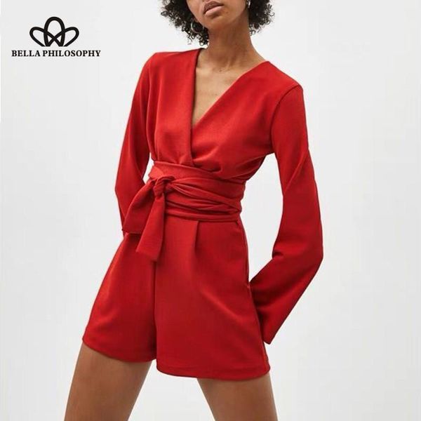 women's jumpsuits & rompers wonder long flare sleeve playsuits vintage v-neck female solid casual sashes loose lady romper 2021, Black;white
women's jumpsuits & rompers wonder long flare sleeve playsuits vintage v-neck female solid casual sashes loose lady romper 2021, Black;white