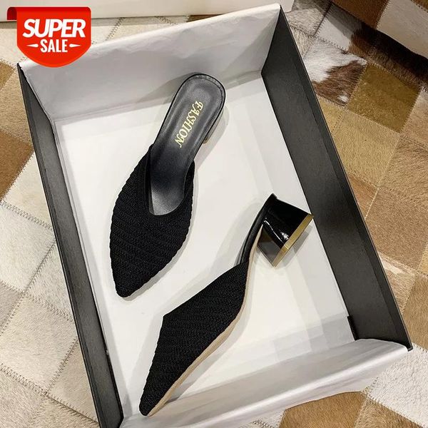 Knitted Elastic Mesh Pointed Toe Slippers Women New Summer Shoes Woman Fashion Shallow Mid Heel Female Square Mules #qW7H, Black
Knitted Elastic Mesh Pointed Toe Slippers Women New Summer Shoes Woman Fashion Shallow Mid Heel Female Square Mules #qW7H, Black