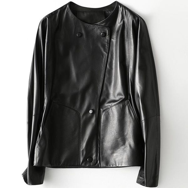 women's leather & faux 2021 spring soft loose sheepskin jacket short real coat casual black crew neck
women's leather & faux 2021 spring soft loose sheepskin jacket short real coat casual black crew neck