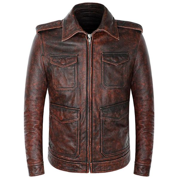 men's leather & faux m65 genuine jackets heavy motorcycle biker vintage brown cowhide skin coat for man autumn winter, Black
men's leather & faux m65 genuine jackets heavy motorcycle biker vintage brown cowhide skin coat for man autumn winter, Black