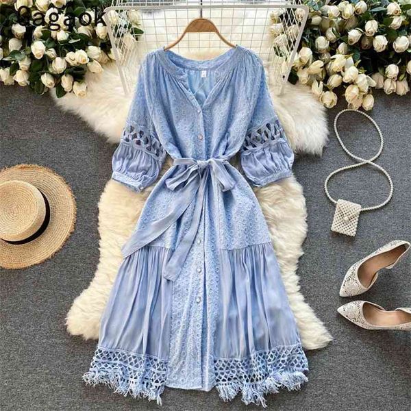 woman dress summer o-neck puff sleeve hollow out solid elegant midi dresses fashion korean chic wild vestidos 210531, Black;gray
woman dress summer o-neck puff sleeve hollow out solid elegant midi dresses fashion korean chic wild vestidos 210531, Black;gray