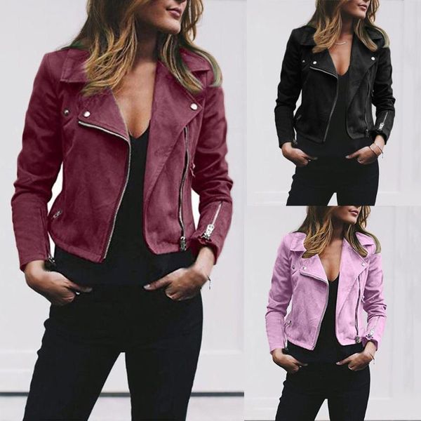 women's jackets fall women jacket faux leather motorcycle biker short coat full zip lady black pink long sleeve crop outwear, Black;brown
women's jackets fall women jacket faux leather motorcycle biker short coat full zip lady black pink long sleeve crop outwear, Black;brown